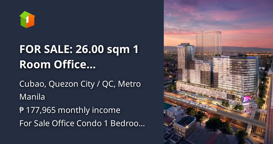 FOR SALE 26.00 sqm 1 Room Office Condominium in Cubao [Condo 🏙️] (May 2023) in Cubao, Quezon