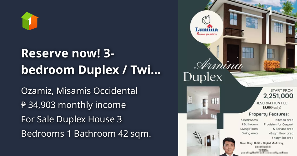 Reserve now! 3bedroom Duplex / Twin House For Sale in Ozamiz City