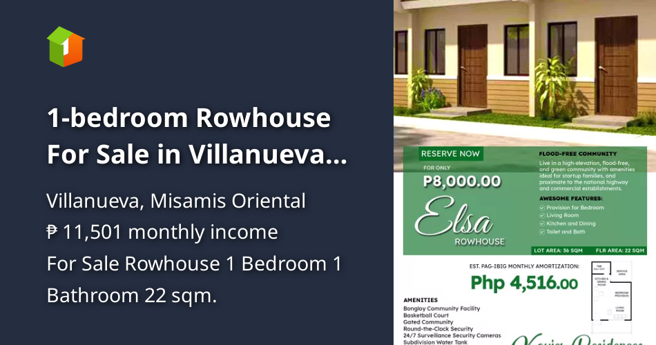 1bedroom Rowhouse For Sale in Villanueva Misamis Oriental [House and