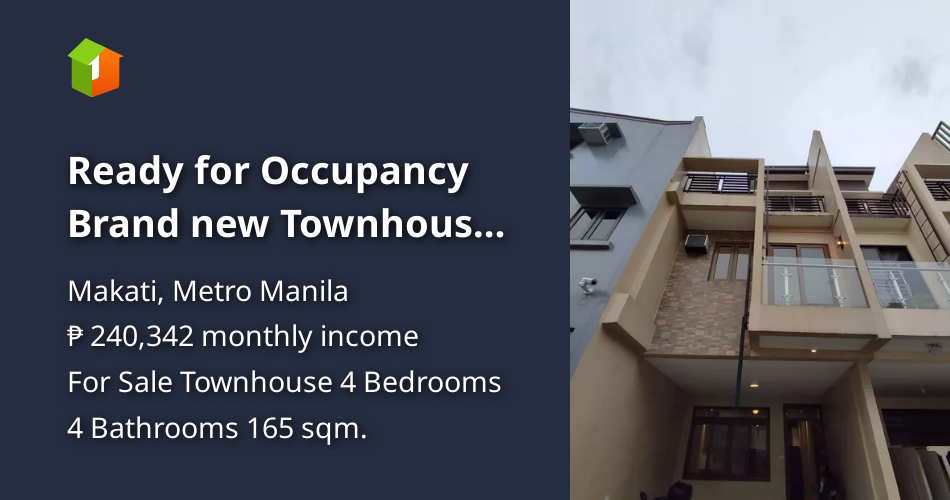 Ready for Occupancy Brand new Townhouse in San Antonio Makati City