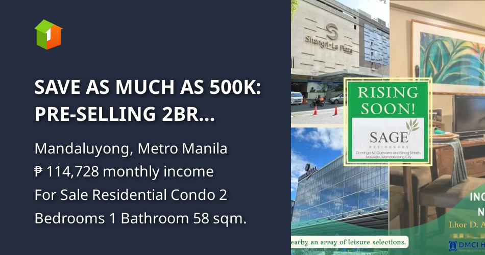 SAVE AS MUCH AS 500K PRESELLING 2BR CONDO UNITS IN MANDALUYONG [Condo