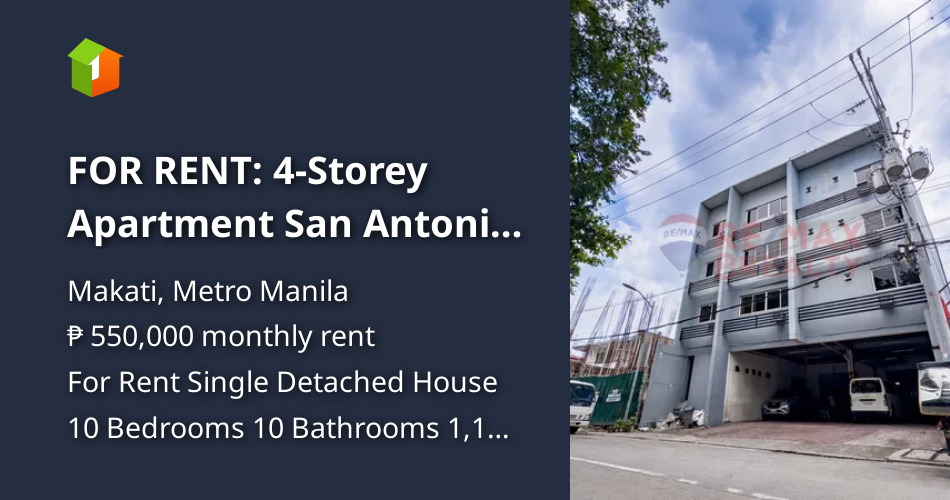 FOR RENT 4Storey Apartment San Antonio Village, Makati City [House