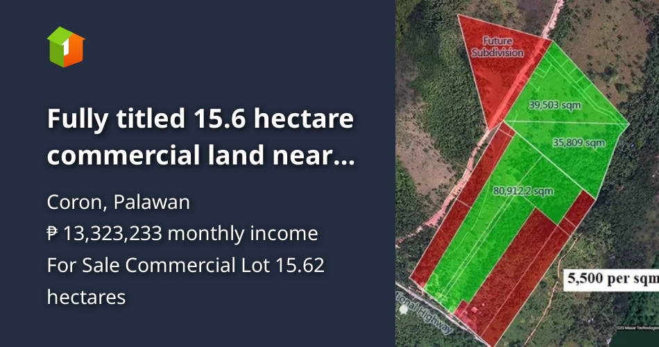 Fully titled 15.6 hectare commercial land near Coron Town, Palawan [Lot