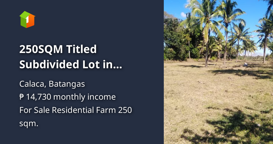 250SQM Titled Subdivided Lot in Calaca, Batangas [Lot 🚜] (February 2022