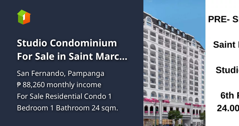 Studio Condominium For Sale in Saint Marcel Near Clark Pampanga [Condos
