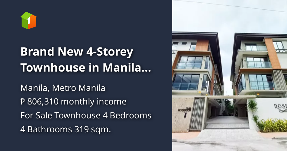 Brand New 4Storey Townhouse in Manila for Sale [House and Lot 🏘️