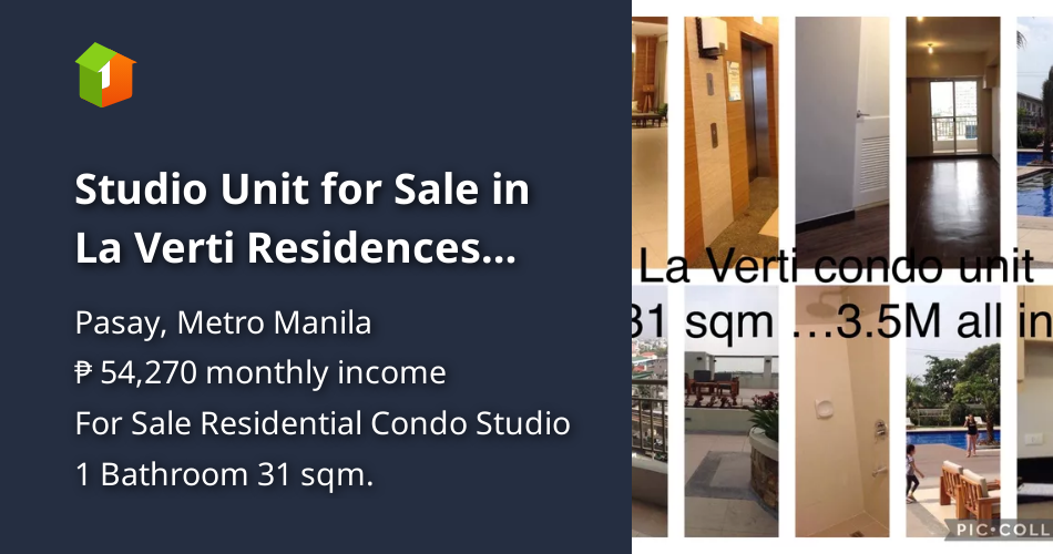Studio Unit for Sale in La Verti Residences Pasay City [Condo 🏙️