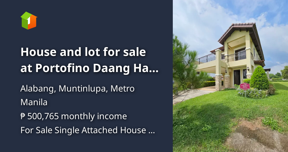 House and lot for sale at Portofino Daang Hari Alabang [House and Lot 🏘