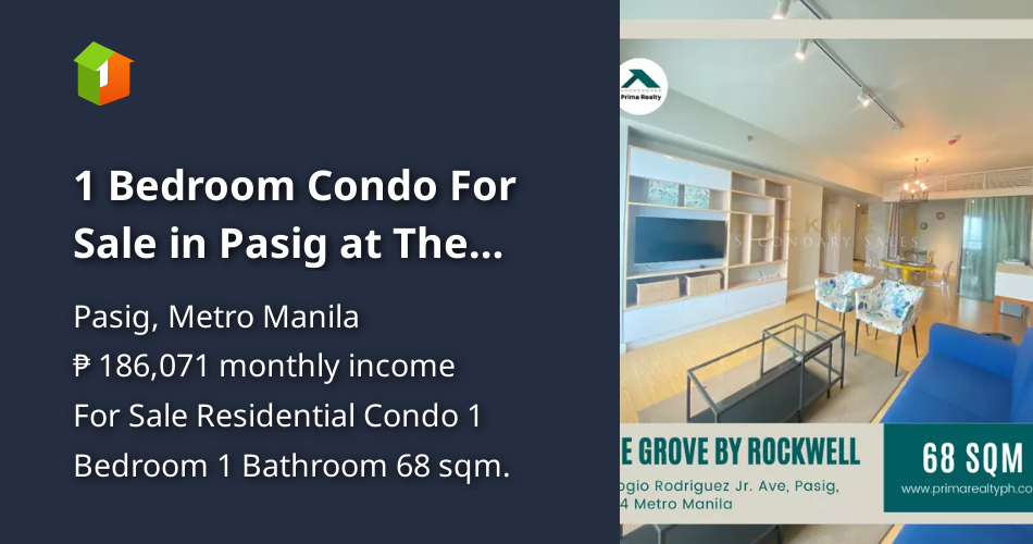 1 Bedroom Condo For Sale in Pasig at The Grove by Rockwell [Condo 🏙️