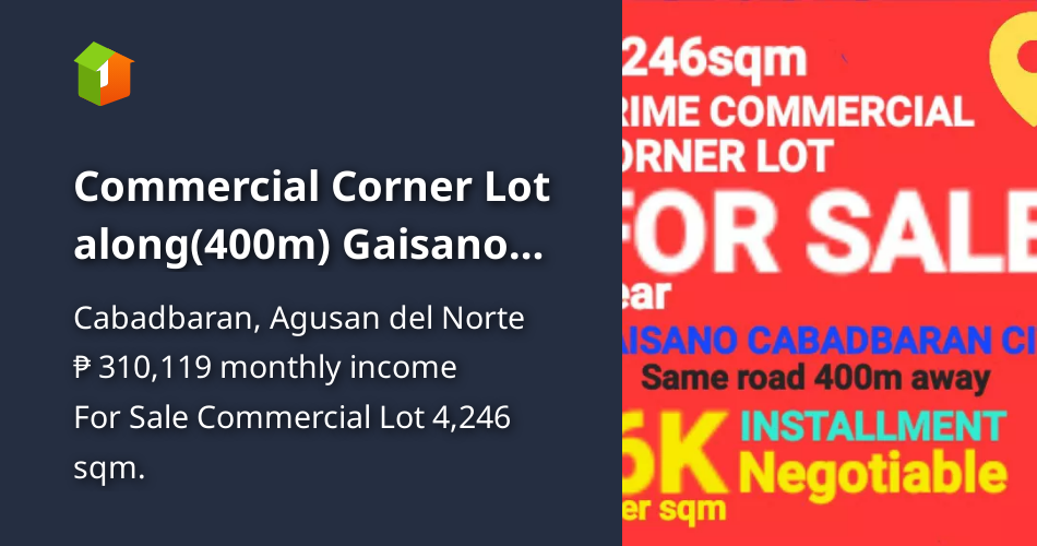 Commercial Corner Lot along(400m) Gaisano Cabadbaran City [Lot 🚜