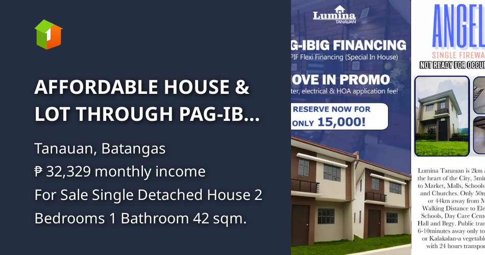 AFFORDABLE HOUSE & LOT THROUGH PAGIBIG FOR OFW IN TANAUAN, BATANGAS