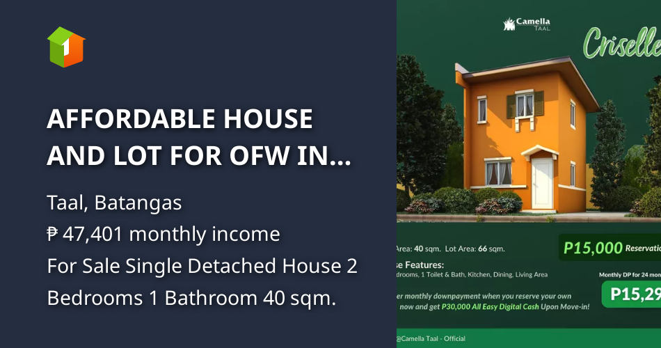AFFORDABLE HOUSE AND LOT FOR OFW IN TAAL, BATANGAS [House and Lot 🏘️