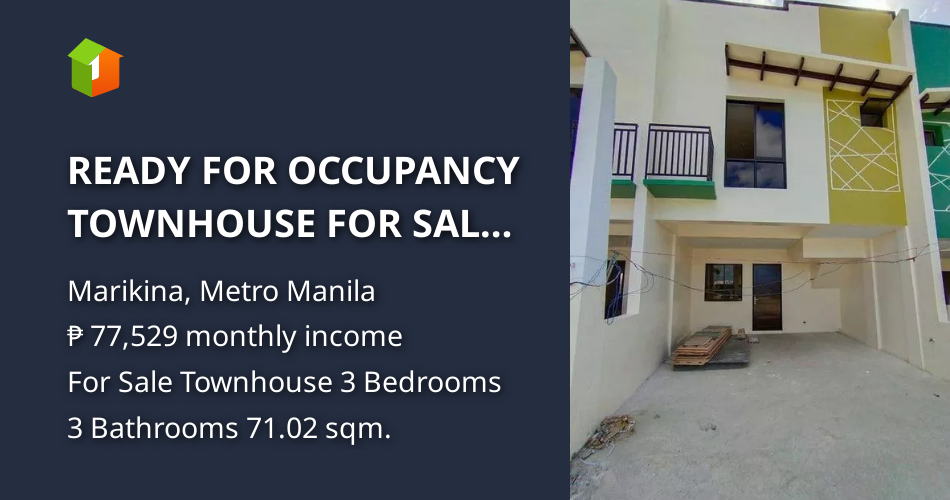 READY FOR OCCUPANCY TOWNHOUSE FOR SALE IN MARIKINA CALUMPANG [House and