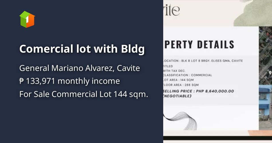 Comercial lot with Bldg [Lot 🚜] (November 2023) in General Mariano