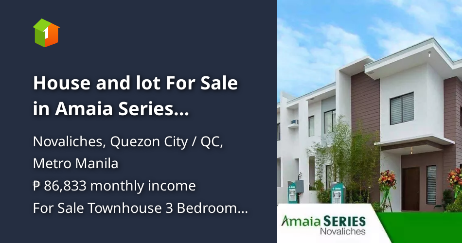 House and lot For Sale in Amaia Series Novaliches Quezon City / QC