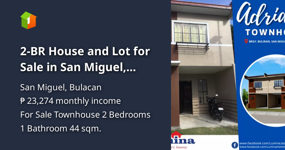 2BR House and Lot for Sale in San Miguel, Bulacan Adriana Townhouse