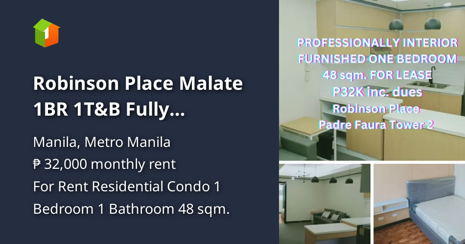 Robinson Place Malate 1BR 1T&B Fully Furnished For Lease [Condo 🏙️