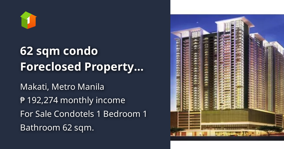 62 sqm condo Foreclosed Property Solstice Towers,Makati City [Condo 🏙️