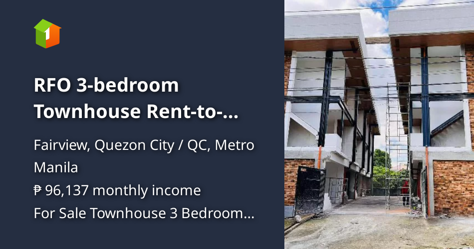 RFO 3bedroom Townhouse Renttoown in Fairview Quezon City / QC [House