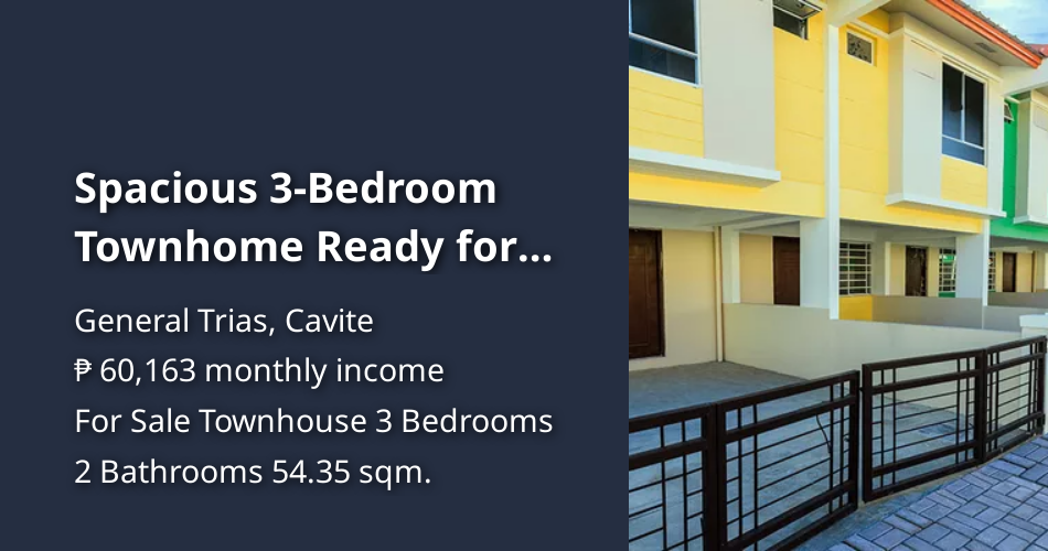 Spacious 3-Bedroom Townhome Ready for Occupancy in Elliston Place ...