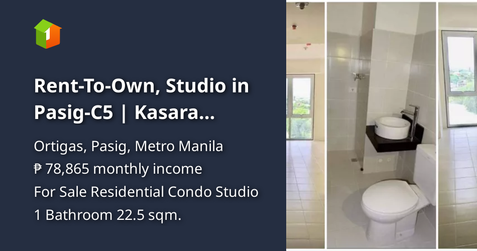 RentToOwn, Studio in PasigC5 Kasara Urban Resort Residences, near