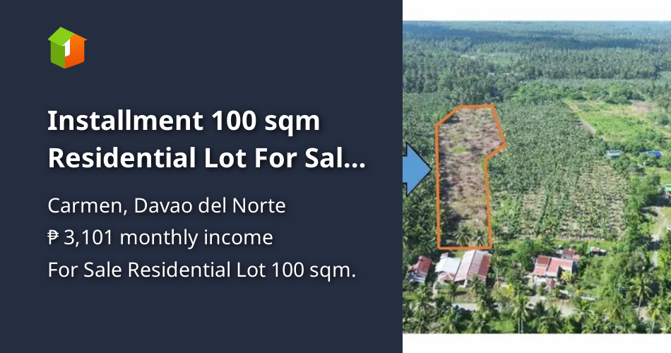 Installment 100 sqm Residential Lot For Sale in Carmen Davao del Norte