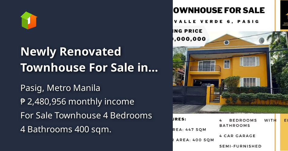 Newly Renovated Townhouse For Sale in Pasig Valle Verde [House and Lot