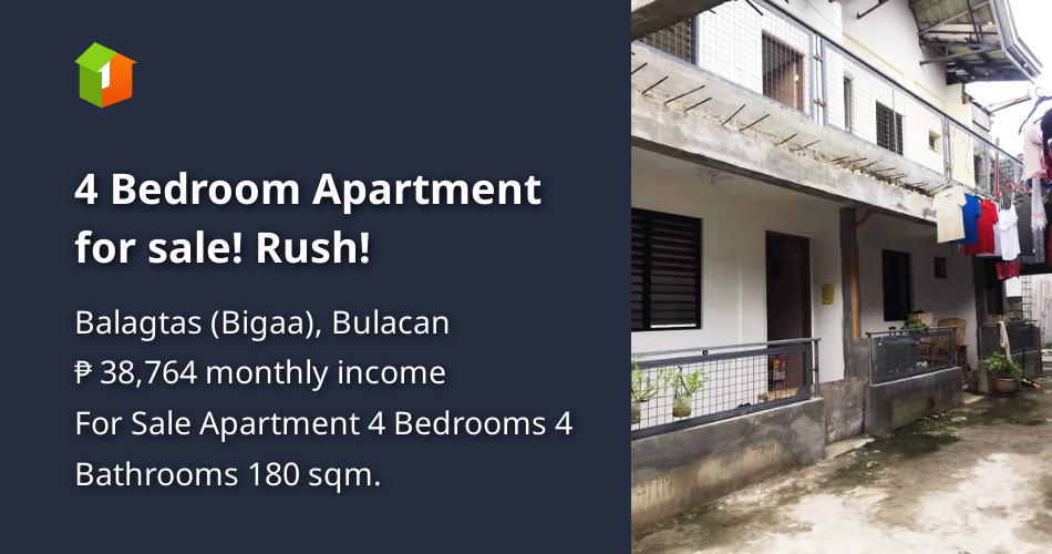 4 Bedroom Apartment for sale! Rush! [Condo 🏙️] (July 2024) in Balagtas