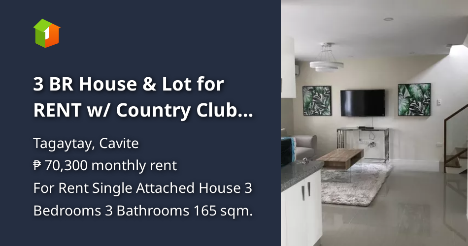 3 BR House & Lot for RENT w/ Country Club amenities in SilangTagaytay