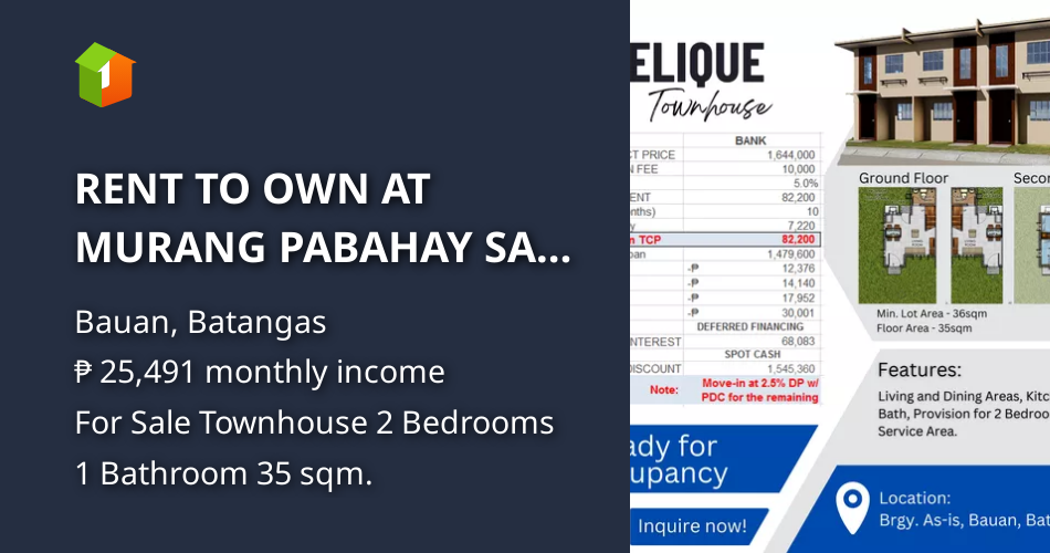 RENT TO OWN AT MURANG PABAHAY SA BAUAN, BATANGAS [House and Lot 🏘️