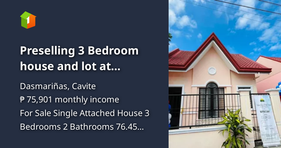Preselling 3 Bedroom house and lot at Dasmarinas Cavite near bayan