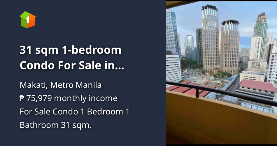 31 sqm 1bedroom Condo For Sale in Makati Metro Manila [Condo 🏙️