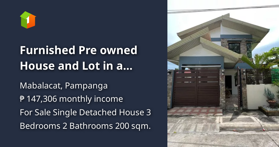 Furnished Pre owned House and Lot in a secured subd in Dau, Pampanga