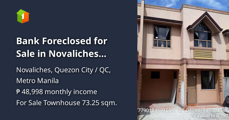 Bank Foreclosed for Sale in Novaliches Quezon City [House and Lot 🏘️] (October 2022) in