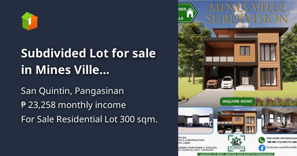 Subdivided Lot for sale in Mines Ville Subdivision 1st Gated Subd. [Lot