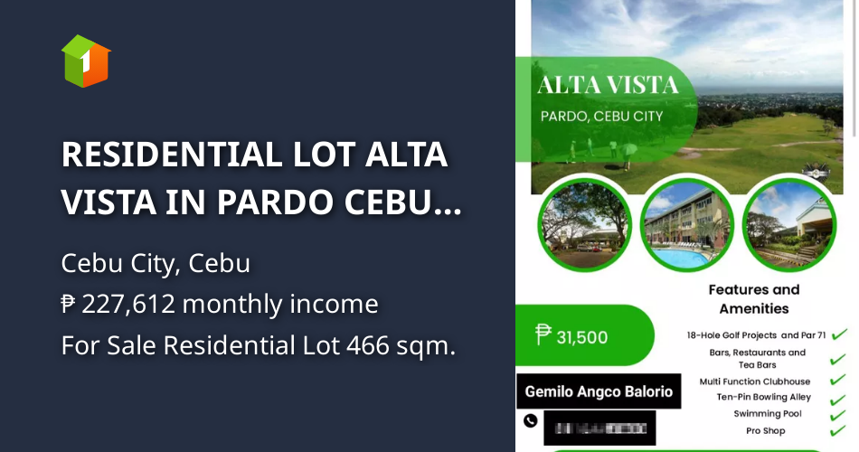 RESIDENTIAL LOT ALTA VISTA IN PARDO CEBU CITY BY STA.LUCIA LOT [Lot 🚜