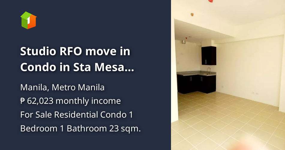 Studio RFO move in Condo in Sta Mesa Manila Covent Garden Condo [Condo