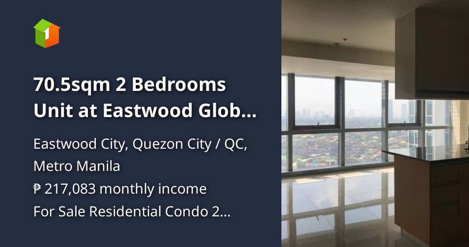 70.5sqm 2 Bedrooms Unit at Eastwood Global Plaza, Libis, Quezon City