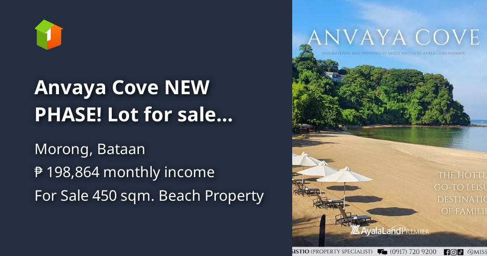 Anvaya Cove NEW PHASE! Lot for sale preselling [Beach Property 🏖️] (December 2022) in Morong