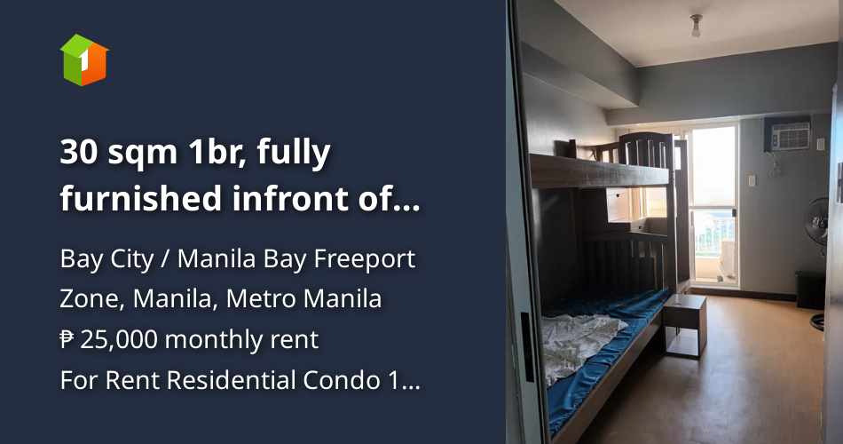 30 sqm 1br, fully furnished infront of park Condo For Rent