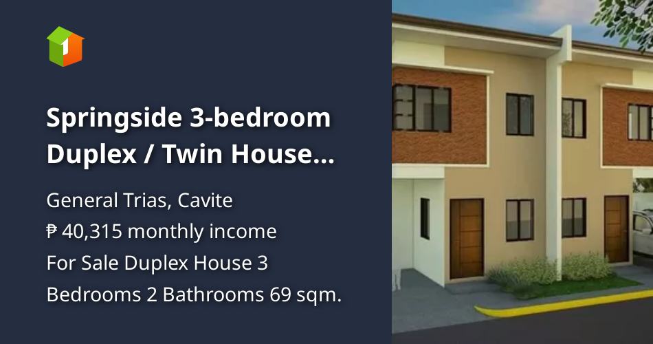 Springside 3bedroom Duplex / Twin House For Sale in Gen.Trias Cavite