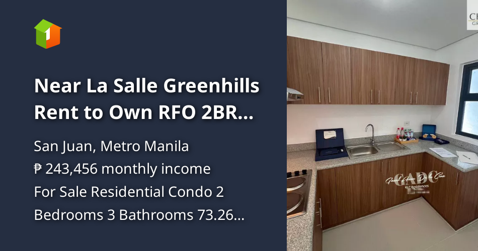 Near La Salle Greenhills Rent to Own RFO 2BR Condo for sale at Chimes