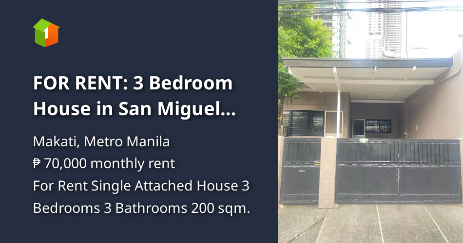 FOR RENT 3 Bedroom House in San Miguel Village Makati City [House and Lot 🏘️] (September 2021