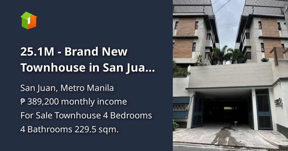 25.1M Brand New Townhouse in San Juan Metro Manila [House and Lot 🏘️