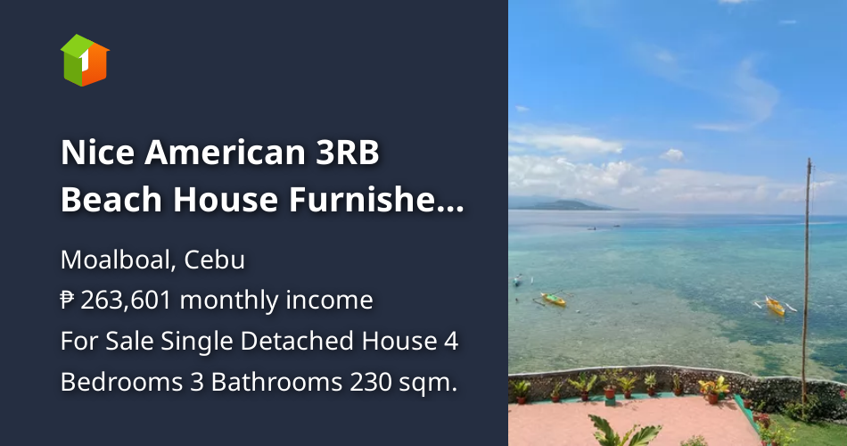 Nice American 3RB Beach House Furnished w Pool Moalboal, Cebu, Phils