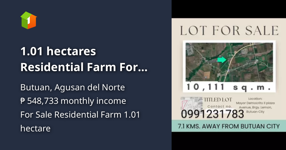 1.01 hectares Residential Farm For Sale in Butuan Agusan del Norte [Lot