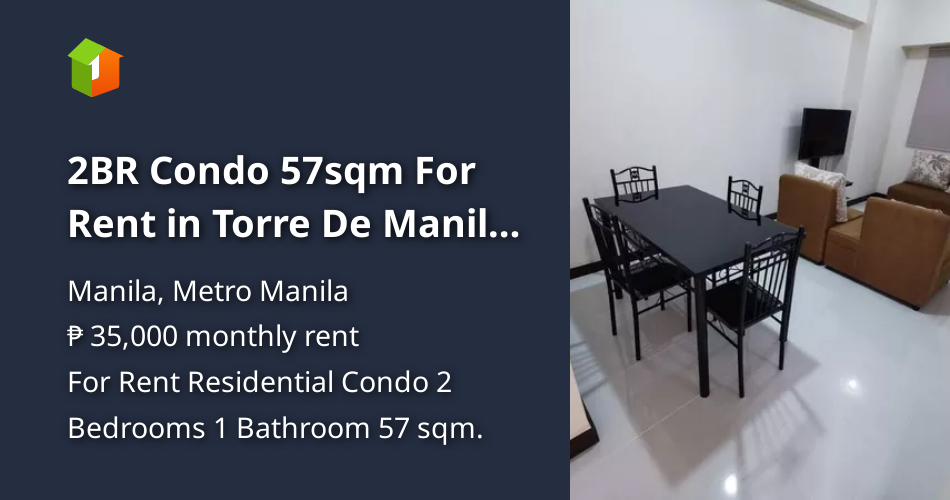 2BR Condo 57sqm For Rent in Torre De Manila NEAR ADAMSON LPU TUP PGH