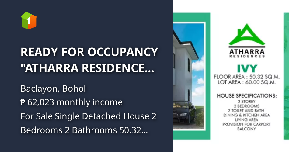 READY FOR OCCUPANCY "ATHARRA RESIDENCES" 2 BEDROOM AND 2 T&B [House and