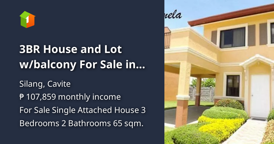 3BR House and Lot w/balcony For Sale in Camella Silang Cavite [House