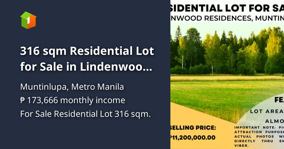 316 sqm Residential Lot for Sale in Lindenwood Residences, Muntinlupa [Lot 🚜] (March 2023) in